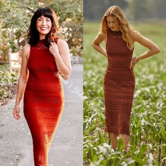 RARE NWT ANTHROPOLOGIE Crochet Midi Dress. Stretch. Size XL - Picture 10 of 16